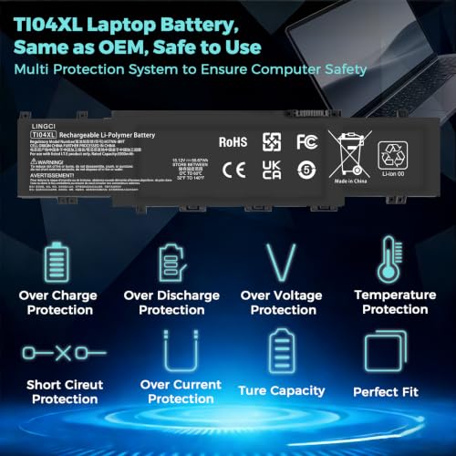 Image of TI04XL M24563-005 Battery Replacement for HP Envy 17-CH000 17m-ch000 17T-CH000 17-ch0027ur 17-ch0026ur 17m-ch0013dx 17M-CH1013DX 17-ch0xxx TI04055XL M24420-1C1 M24420-1D1 55.67Wh 15.12V