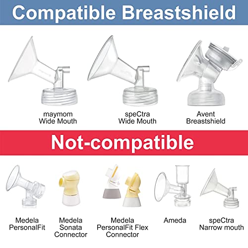 Image of Maymom Breastmilk Storage Bag Adapters Compatible with Avent, Spectra S1, S2 Pumps with Wide Mouth Flange; Clear BPA Free Material; Boiling Water Safe; Do Not Use Microwave or Steamer Bag to Sanitize