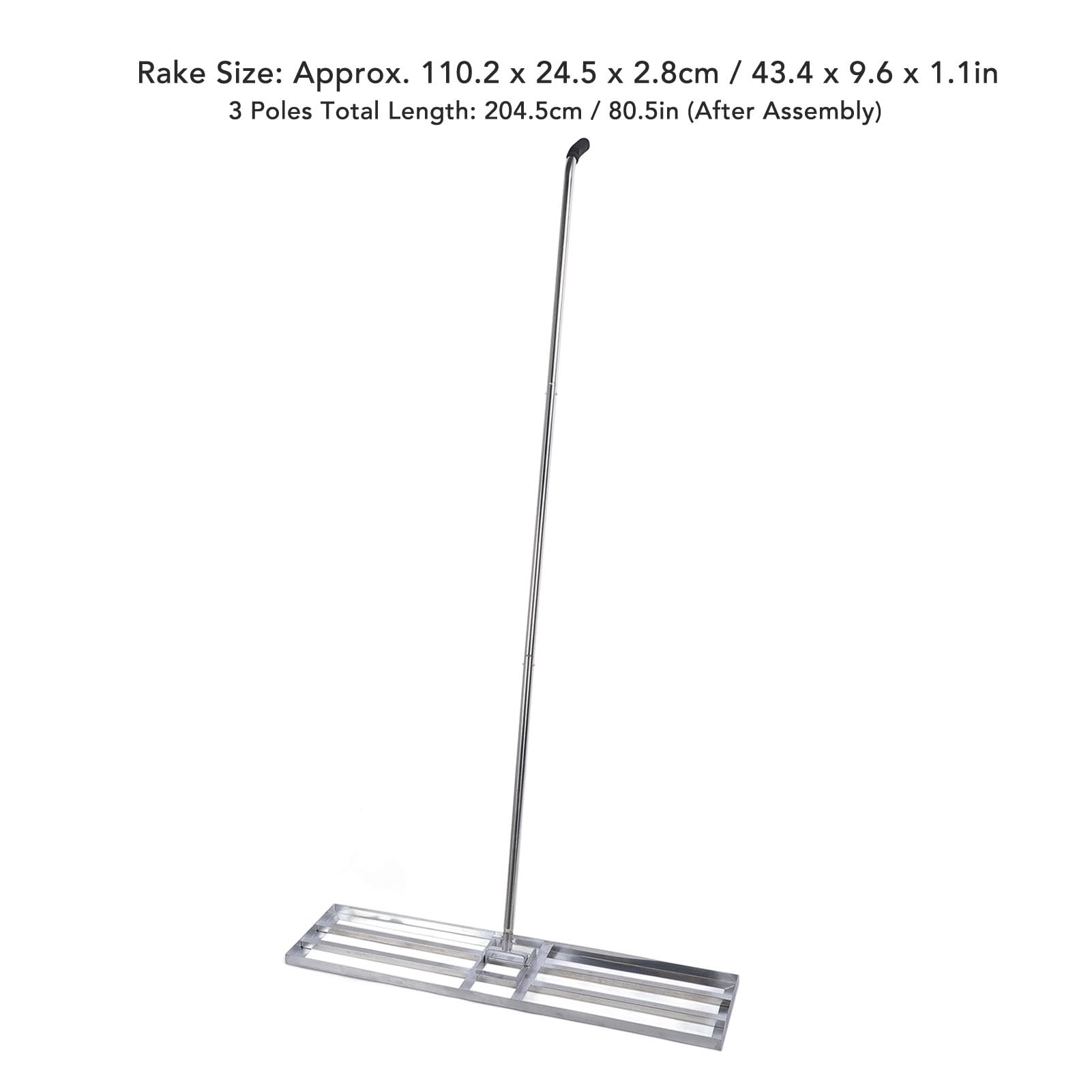 Rastrillo nivelador de césped de acero inoxidable, promueve el crecimiento del césped, permite cubrir un área más grande cada vez, herramienta de mantenimiento del césped para patio, jardín