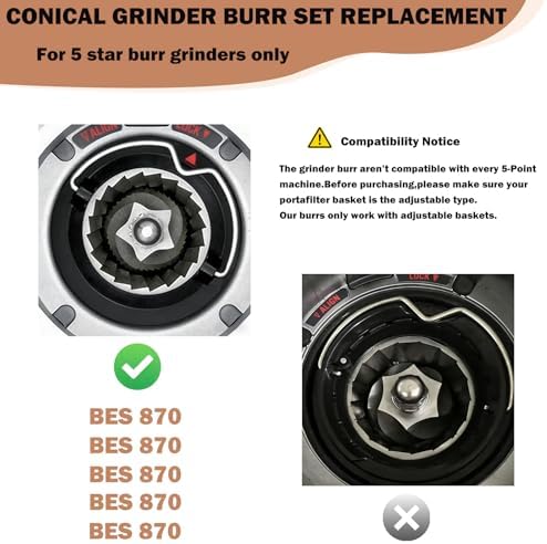Conical Grinder Burr Set Replacement Compatible for Breville Espresso Machines Coffee Grinder Burr for BES 870/875/876/878/980(Pre 1926 PDC)(5 star),420 Food-Grade-Safe Stainless Steel - 2