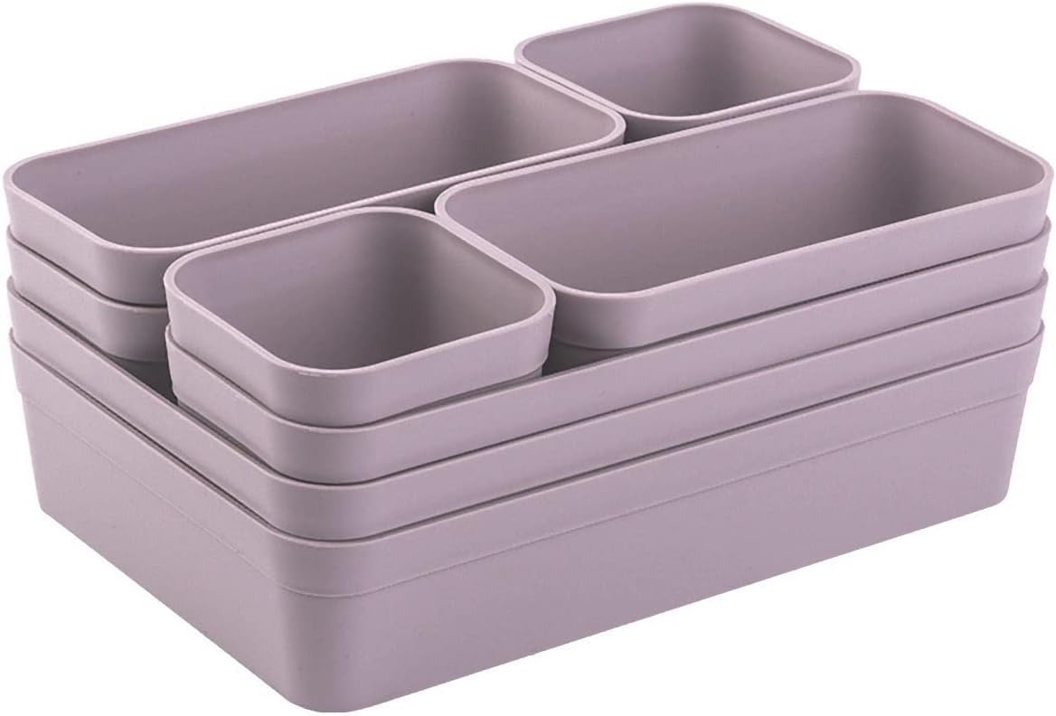 1 x Drawer Organiser Set, Storage Box, One-Piece Divider System, Adjustable Utensils, Storage Space, Living Room, Bathroom, Plastic, Lilac