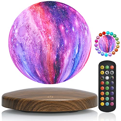 GROPINFLY Levitating Moon Lamp, 18 Colors Galaxy Lamp with Touch Remote Control, Floating and Spinning in Air Freely, for Room Office Decor Creative Gift