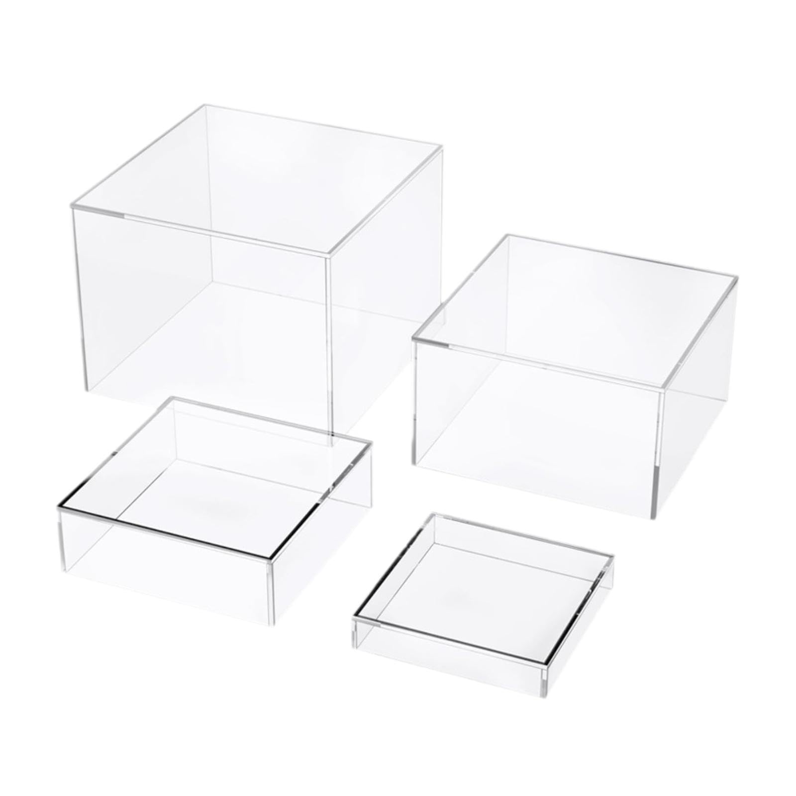 jojomis 4Pcs Acrylic Cube Display Box Riser Nest Stands for Table Buffet Catering Action Figures Collection Cosmetics