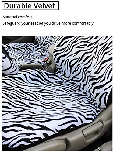 Audel Zebra Car Seat Covers for Full Set with 2 Seat Belt Pads & Universal 15 Inch Steering Wheel Cover Fit for Cars, Trucks, SUV, or Van