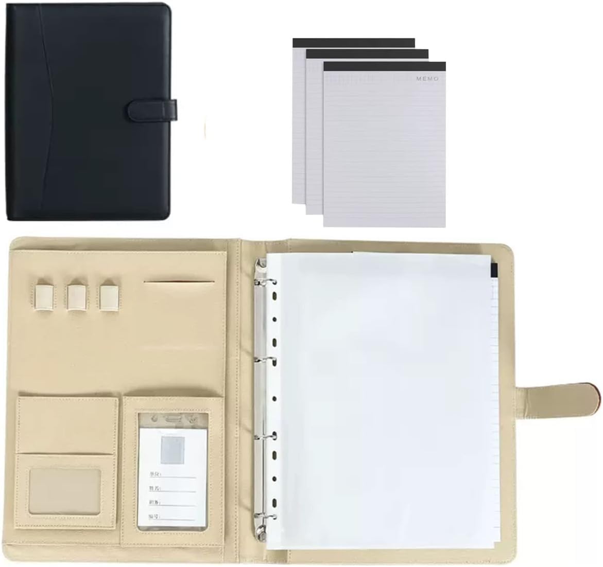 VHJdtE Folder, A4 Notebook Organizer for Interview Resume Conference(Svart)