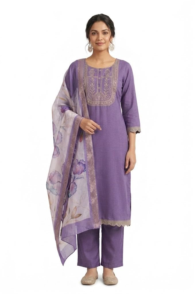 Women's Comfortable Rayon Kurti Pant Set with Dupatta | Daily Office Wear Purple Straight Suit-picture-41
