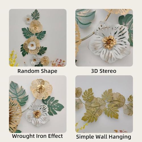 Image of Framing Hub Handcrafted Metal Modern Flower Leaf Wall Art Multicolor Unique Modern Accent for Stylish Interiors Wall Art for Home Decor, Living Room, Bedroom & Office