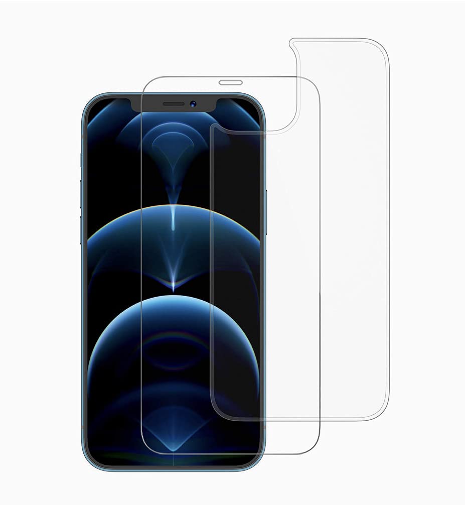 2-Piece - Screen Protector for iPhone 12 Pro Max Front and Back Screen Protector Ultra Thin Touch Accurate Anti Scratch Tempered Glass Screen - Easy install