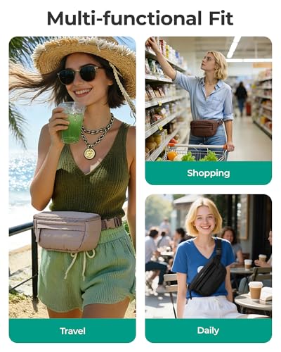 Image of BAGSMART Fanny Packs for Women Cross Body Lightweight Puffy Belt Bag | Quilted Purse with Multi Pockets for Traveling Hiking Black