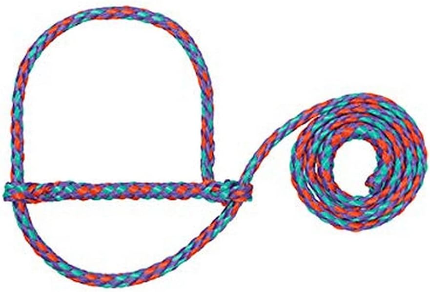 Weaver Livestock Poly Rope Sheep Halter, Modern Style Braid Sheep and Goat Rope Halter, Adjustable Lamb Halter Lead, Livestock Sheep Showing Supplies (Pack of 3)