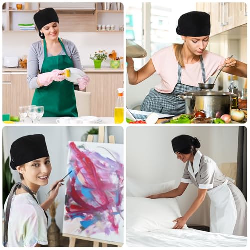 Image of 8 Pcs Satin Lined Scrub Caps, Nurse Hats with Buttons Sweatband, Adjustable Ponytail Surgical Caps for Women