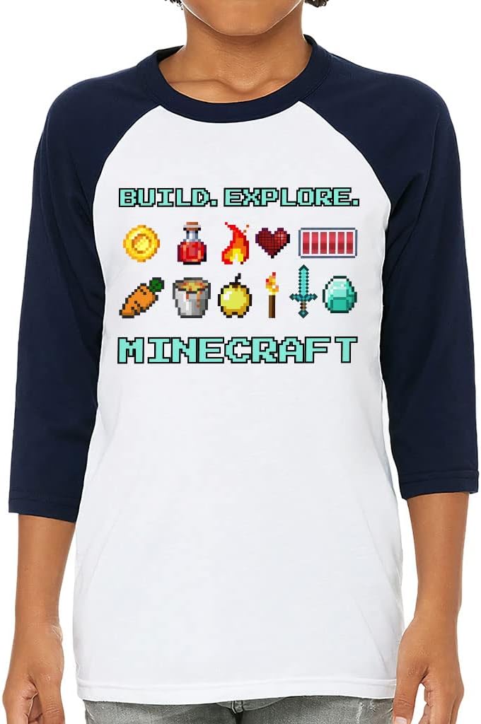 Build Explore Kids' Baseball T-Shirt - Cool Items - Items for Video Game Lovers