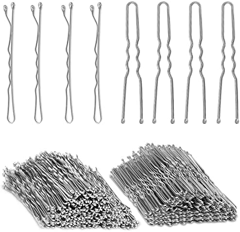 Silver Bobby Pins, AITRAI 200pcs Silver Hair Pins Kit Silver Bobby Pins for White Grey Hair and U-shaped Hair Pins Bun with Box Hair Pins for Women Girls