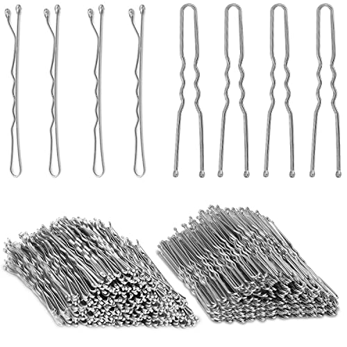 Silver Bobby Pins, AITRAI 200pcs Sliver Hair Pins Kit Grey Bobby Pins for Grey Hair U-shaped Hair Pins for Women Bun with Box, 2.4inch