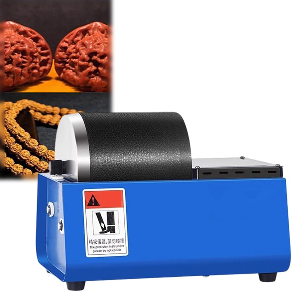 Small Drum Jewelry Polishing Machine with Adjustable Speed, Professional High-Speed Single-Drum Grinding Stone Machine with Abrasive,for Collectibles b