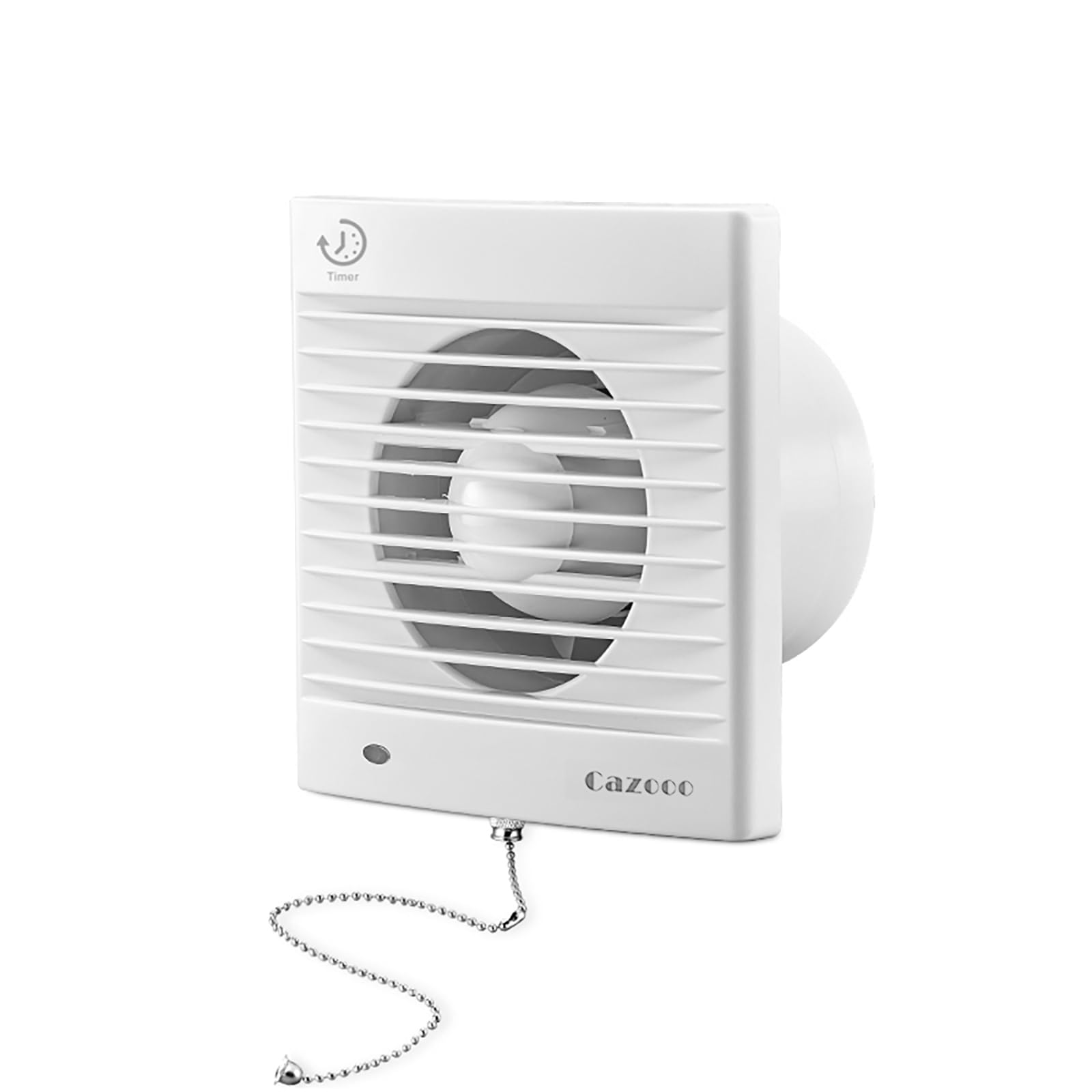 Cazooo 100mm Bathroom Extractor Fan with Timer and Pull Cord, 12W 130m³/h Silent Bathroom Fan