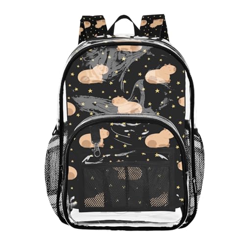 Plaaee Capybara Clear Backpack Kids'backpacks Heavy Duty Clear Bookbag for School Transparent See Through Book Bags for Boys Girls Adults2