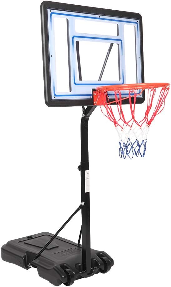 FCH Poolside Basketball Hoop, Adjustable Height 45"-53" Swimming Pool Basketball System with 32" X 23" PVC Backbord 2 Basketball Nets for Both Teens and Adults