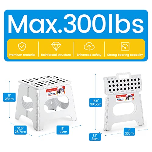 Image of 12 Pack 11 Inch Folding Step Stool, Sturdy Plastic Foldable Step Stool for Kids & Adults, Non Slip Lightweight Collapsible Foot Stools Holds 300 lbs, Ideal for Kitchen, Bathroom, Outdoor, White