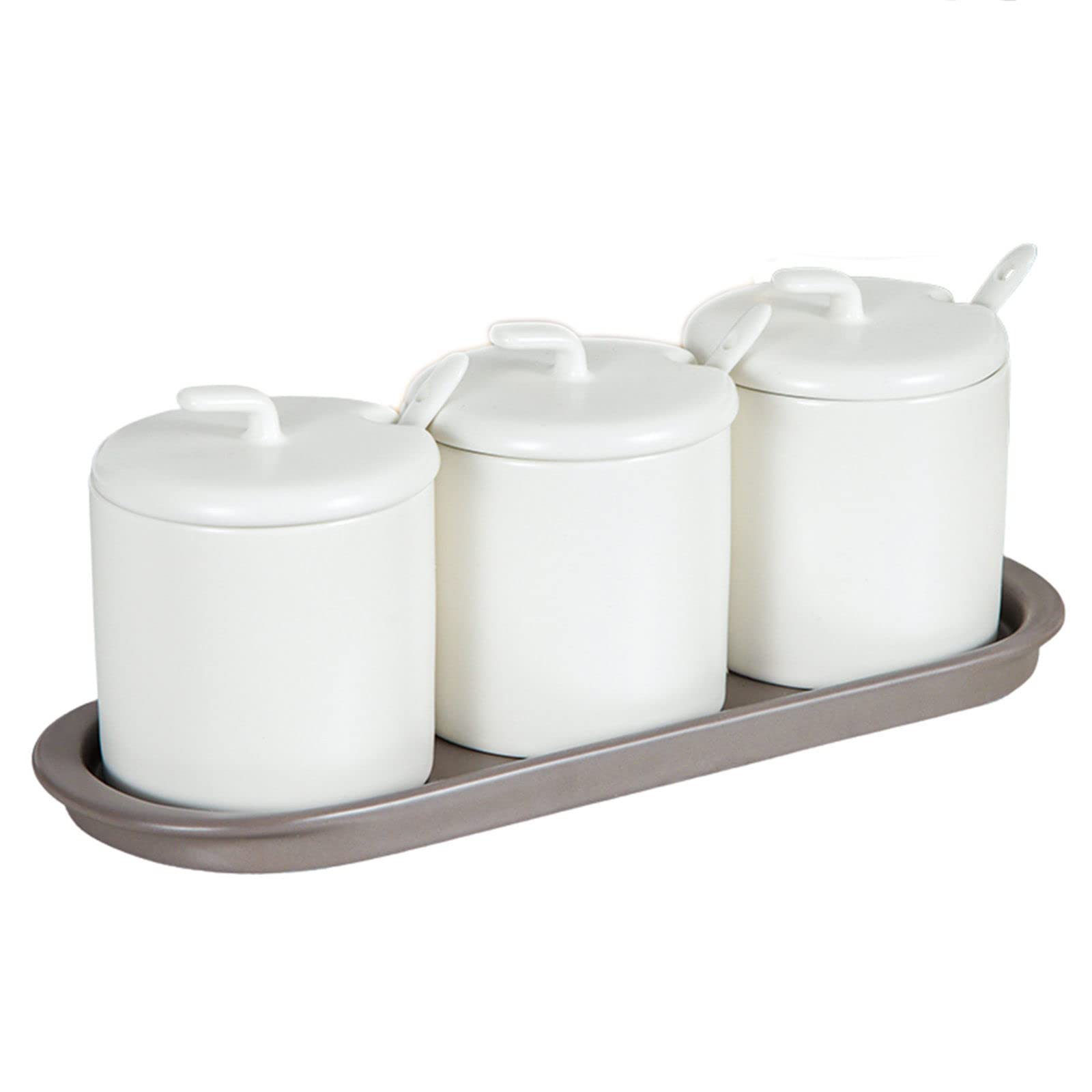 Pot à sucre en céramique, Pot à sel, Sucrier domestique avec cuillère, récipient à sucre de couleur unie, pots à épices en porcelaine anti-humidité et anti-poussière, pot à sucre avec couvercle pratiq
