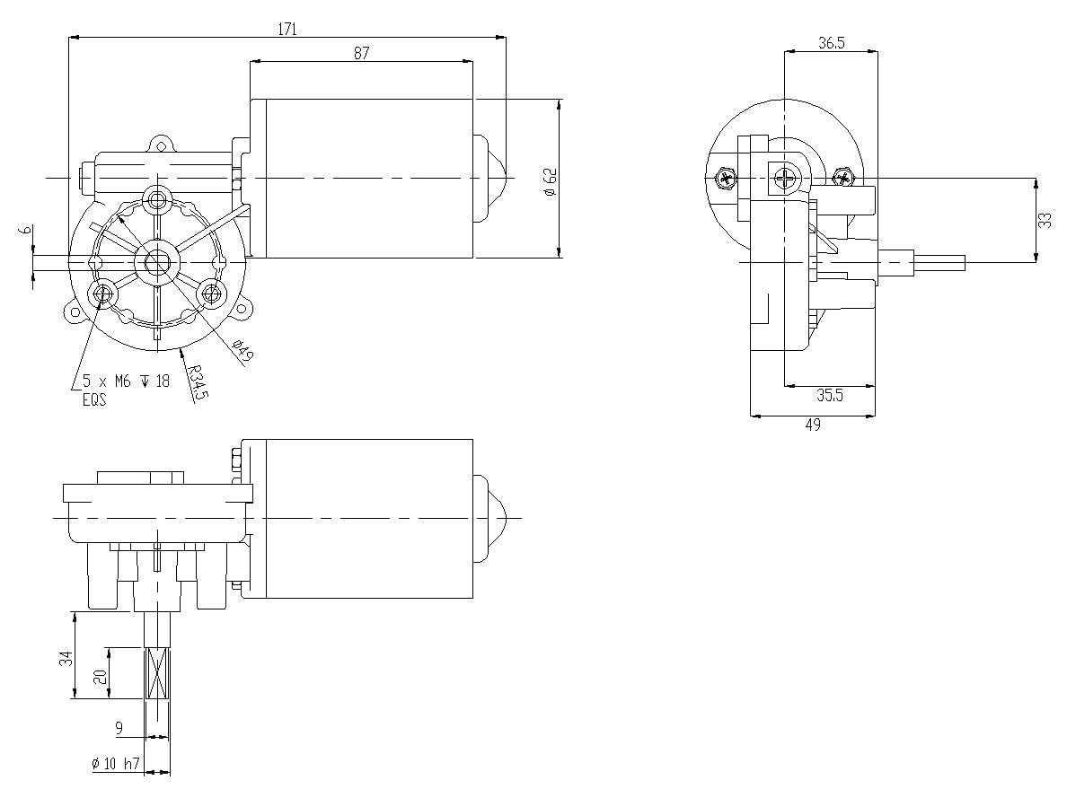 DC Motoriduttore 12V 50rpm elettrico a vite senza fine con doppio albero piatto (sinistra Gear-Box), a basso rumore, adatto per la sostituzione porta del garage