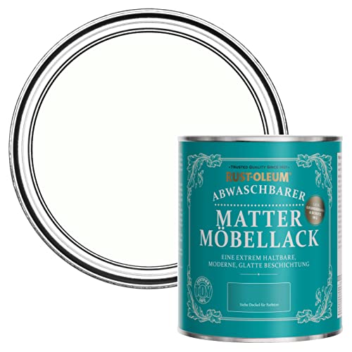 Rust-Oleum weiß Möbelfarbe mit Matt-Finish, geruchsarm und wasserbasiert für Innenholz - Kalkweiß 750ML