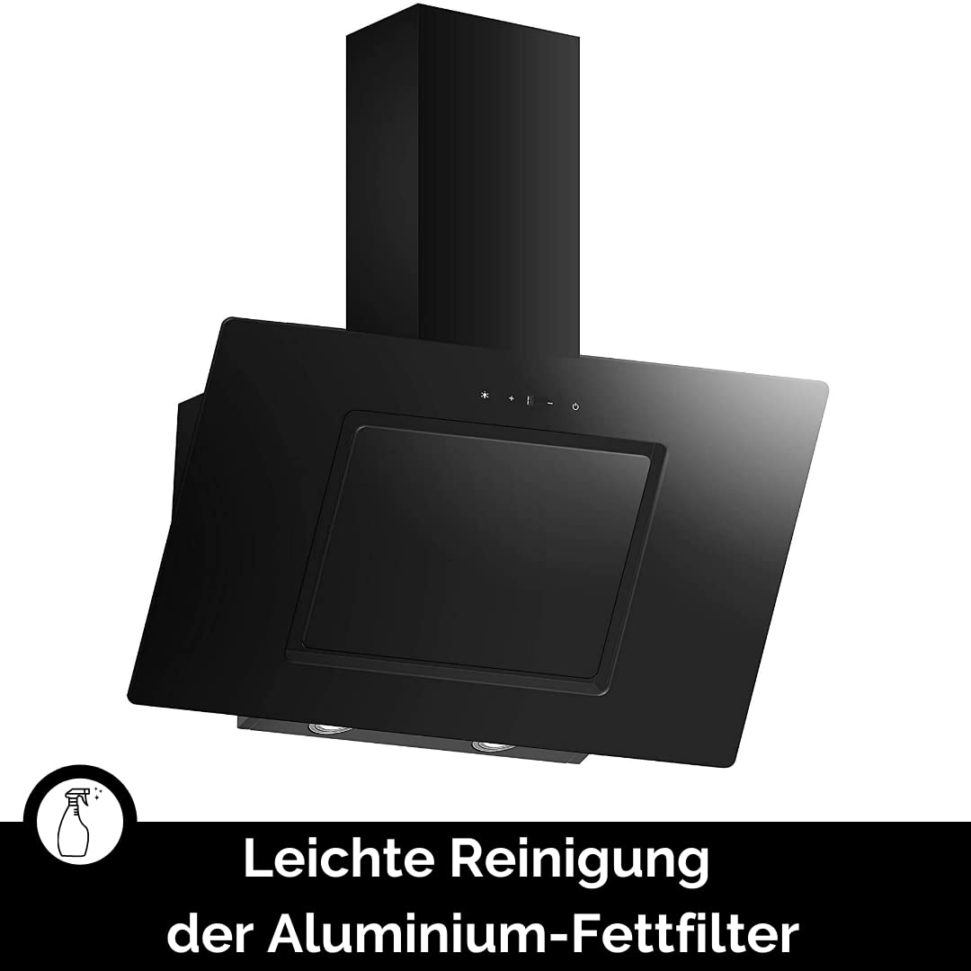 PKM S26-90BBTY EEK B Kopffreihaube, 90 cm breit, 348 m/h, TouchControl, 3 Leistungsstufen, Glas schwarz