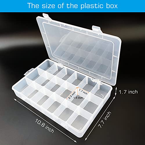 Image of Large18 Grids Clear Organizer Box Snack Box with Removable Dividers for Fishing Hook,Bead Organizer Case,Plastic Storage Containers for Small Parts