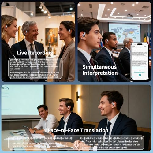 Image of Real-Time Translation Earbuds, 198+ Languages Two-Way Translating, Audifonos Traductores Ingles Espanol, 4-in-1 Translator Headphones for Travel, Business & Learning - Space Grey