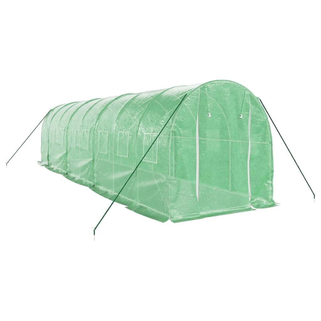 Homgoday Invernadero con Estructura de Acero Verde 16 m² 8x2x2 m, Invernadero Caseta Jardín Terraza Plantas Semilla Cultivo Huerto Verduras Cubierta Casero
