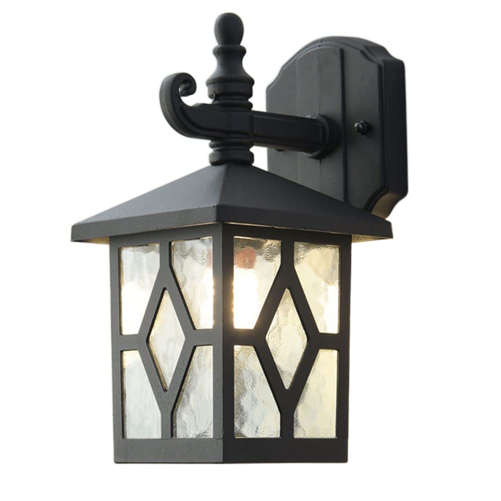 SMCCYYSD European Retro Outdoor Wall Lamp, Waterproof Sconce for Balcony & Garden, Courtyard Villa Exterior Light Fixture, Creative Glass Lampshade Terrace Decoration (B)