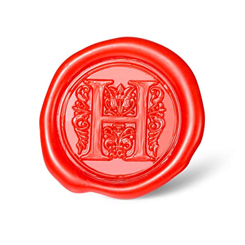 Mceal Wax Seal Stamp, Large Seal 1 1/5"(30mm) Dia, Silver Brass Head with Wooden Handle, Regal Letter A to Z Series (Letter H)