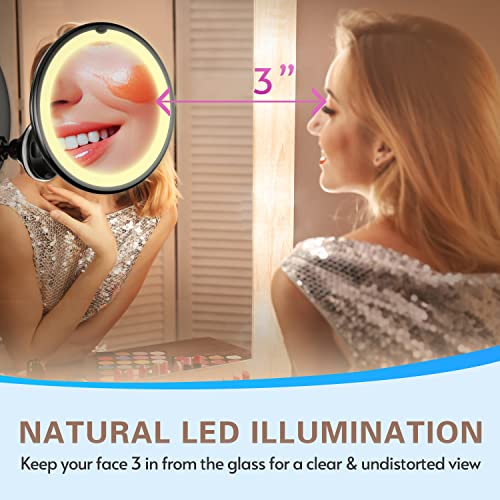 Upgraded 10X Magnifying Lighted Makeup Mirror With Touch Control, Powerful Locking Suction Cup, And 360 Degree Rotating Arm, Magnifying Mirror With Lights For Home, Bathroom Vanity And Travel #TOP4