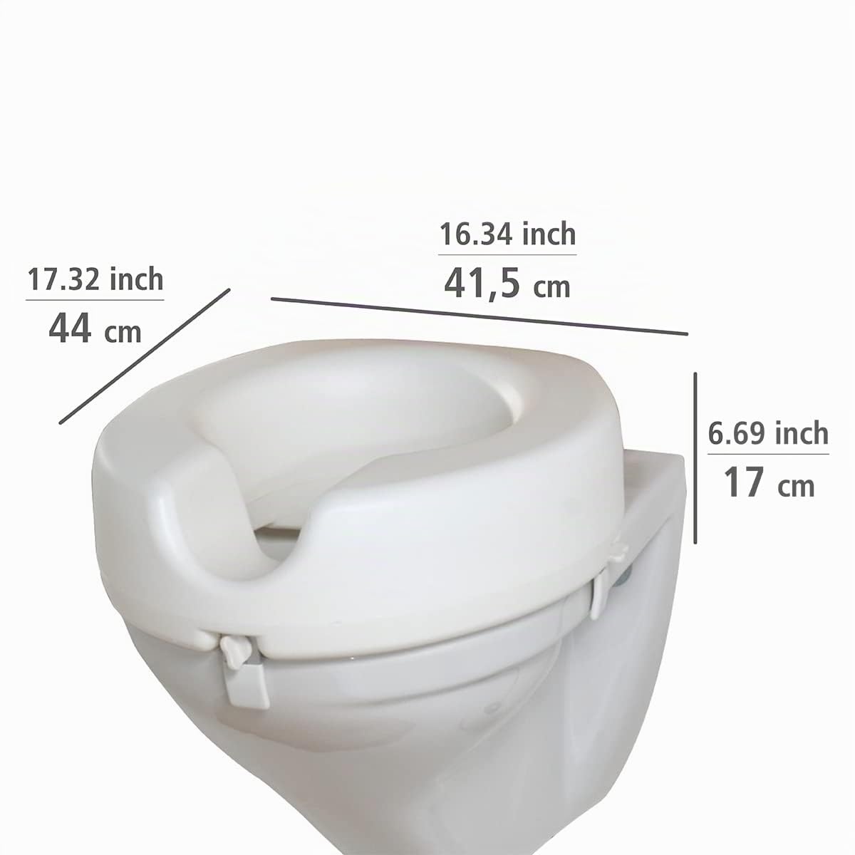 WENKO WC Sitz-Erhöhung Secura - 150 kg Tragkraft, Kunststoff, 41.5 x 17 x 44 cm, Weiß