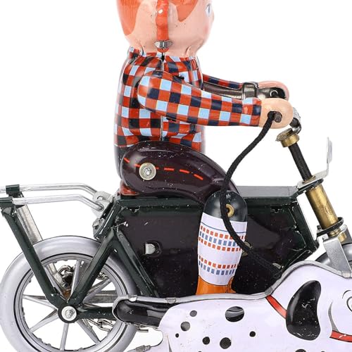 Menino Anda de Bicicleta Com Cachorro, Brinquedo Vintage de Ferro para Coleção, Brinquedo de Lata Fe