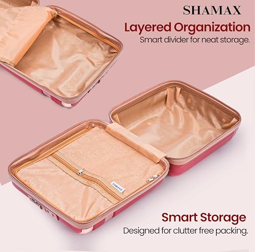Image of SHAMAX Portable Vanity Box Makeup Organiser Case Stylish Premium Cosmetic Storage Box for Jewellery, Skincare & Beauty Products, TSA Lock with Password Feature, Zipper Closure, Carry Handle(Red)