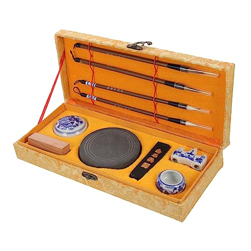 DOITOOL 1Set Chinese Calligraphy Brush with Ink Stick Ink Stone for Students and Beginners Compact and Lightweight Design for Practicing Calligraphy Skills