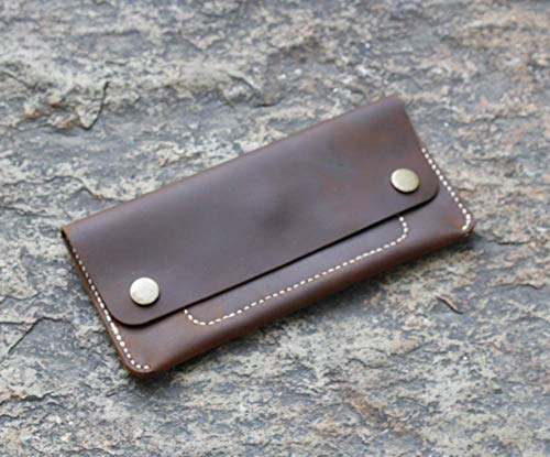 Handmade Leather Wallet, Slim Design with Card Slots and Cash Compartment Card Holder Secure Snap long wallet Brown2