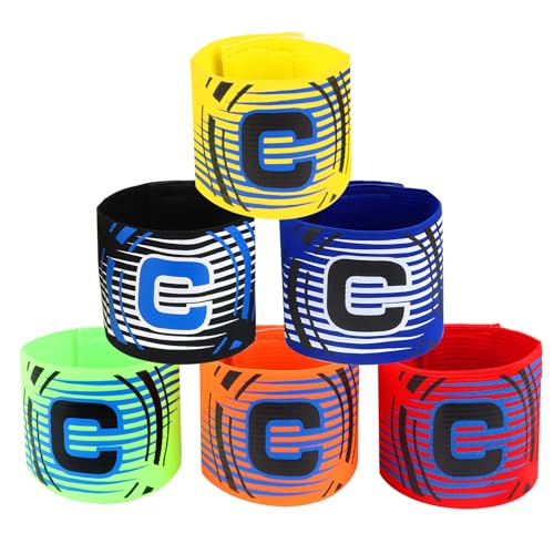 talifoca 6 Brazalete de Fútbol Multicolor Ajustable Brazalete de Capitan de Futbol C Banda del Capitán para Fútbol Brazalete de Capitán de Fútbol para Niños y Adultos Junior Apto para Varios Deportes
