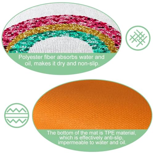 2 tapetes de cocina con lentejuelas arcoíris lavables 6