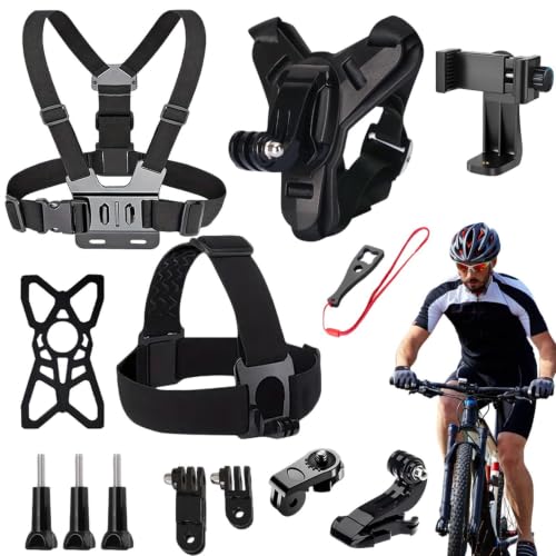 Soporte estable para cámara de hiking y ciclismo con kit de accesorios de acción completo