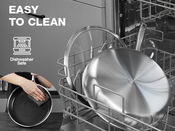 PekGema Hybird Nonstick Frying Pan with Lid 12 inch, Stainless Steel Skillet, Ceramic Non-stick Oven-Safe Chef Pan, Induction Ready, PFOA PFAS FREE Cookware - Image 9