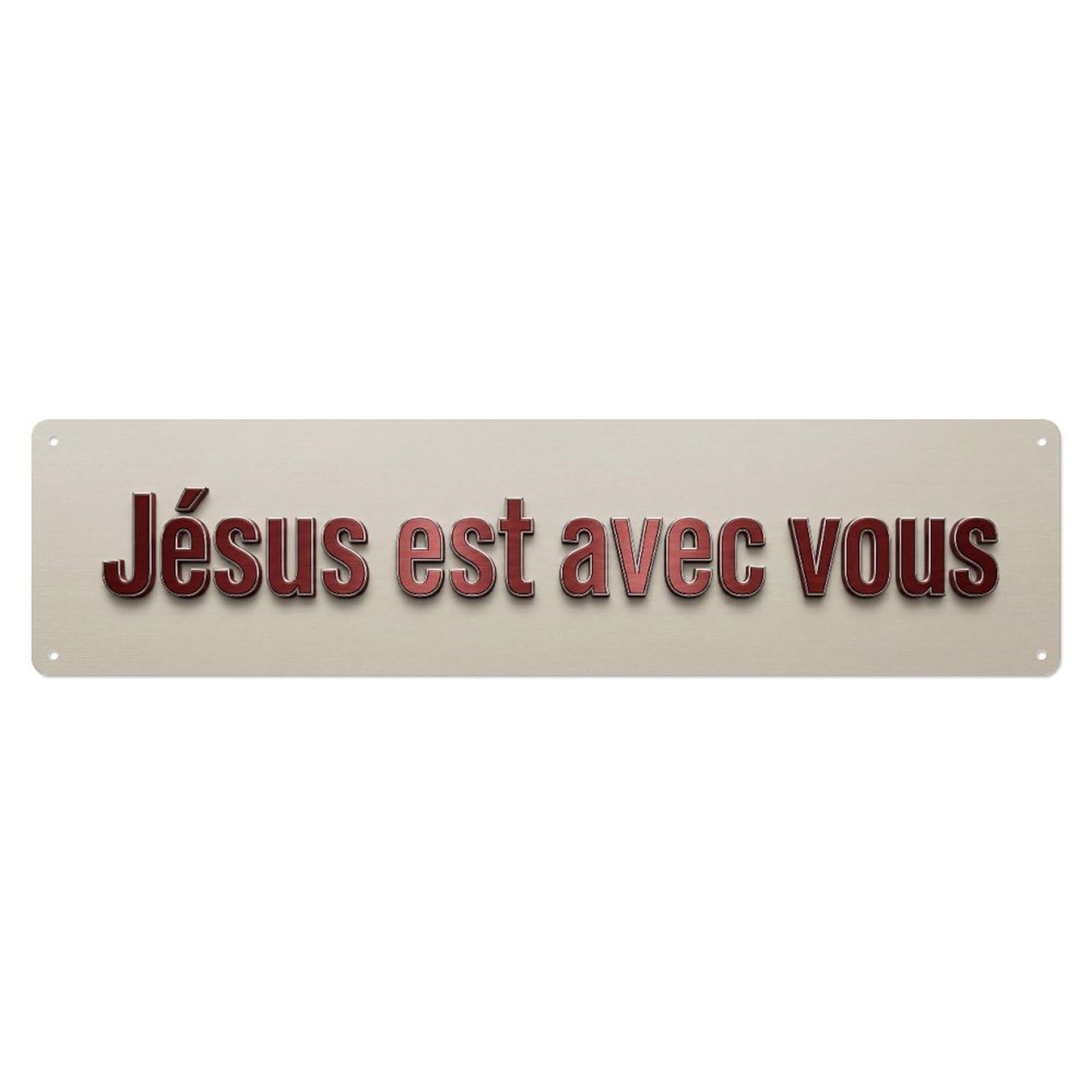 Jesus Avec Vous Spiritual Holy（1） Metal Tin Skinny Sign Plaque Wall Decor for Cafe, Club Bar, Office, Home Garden Metal Poster 4x16Inch