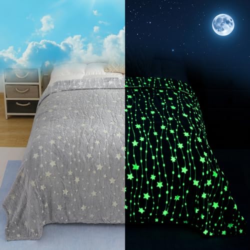 Image of Story@Home Glow Blankets for Kids |Breathable Summer Blanket |Kids Blanket 0-15 Years (200x150cm) Soft Fleece Blanket | Cozy & Warm All-Season Radium Blanket for Boys & Girls - Stars
