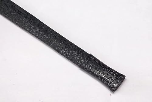 Miniatura 6 de LOONGSWORD Chinese Han Jian  Hoja de acero al manganeso forjado a mano, vaina negra con patrones grabados, artes marciales coleccionables y espada
