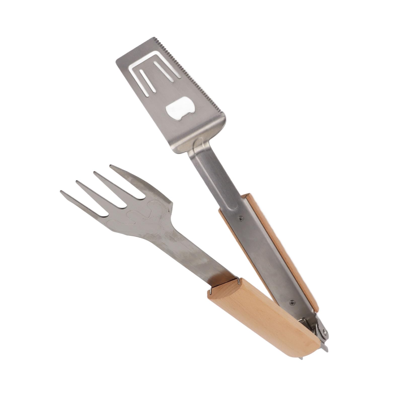 Pinzas para Barbacoa,O Inoxidable 304, Bordes Dentados, Abrebotellas Incorporado, Mango Largo
