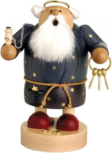 Figura de hombre fumador de San Pedro, madera, multicolor, 11.8 x 11.8 x 7.5 in