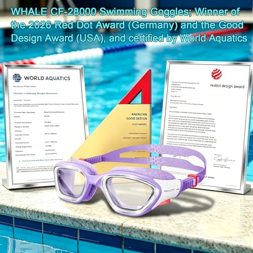 Image of Whale Swim Goggles, HD Anti-Fog Goggles, Unisex | 100% UV Protection | Anti-Fog Design Clear Wide-Angle Underwater View