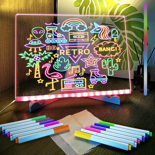 Tablero de Notas Acrílico,Tablero Acrílico Luminoso con Mensaje LED 30x20CM,Pizarra Luminosa,Pizarra de Mensajes con LED Luminosa,für Kinder,Kunstnotiztafel für Büro Schule Haus Cafe