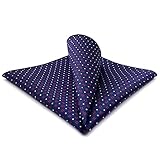 SHLAX&WING Silk Pocket Square for Men Dots Blue Dotty Hanky Jacquard Woven